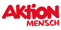 Grafik: roter Schriftzug "AKTION MENSCH" auf weißem Hintergrund, wobei das Wort Aktion zwei drittel der Fläche einnimmt.
